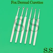 Fox Dermal Curettes Dermatology 1mm,2mm,3mm,4mm,5mm,6mm ENT 6 Pcs Instruments