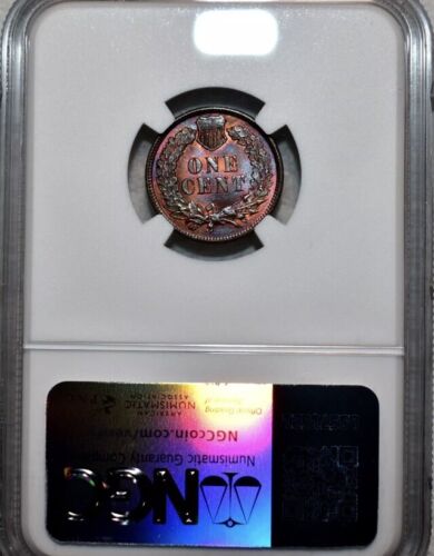 1898 Indian Head Cent NGC MS-64 BN BEAUTIFUL NATURL COLOR TONE PURPLE RED *READ* - Picture 4 of 4