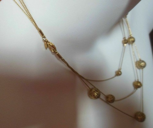 Avon Triple-Strand Filigree Gold-tone Ball Necklace & Earring Set - Bild 4 von 4