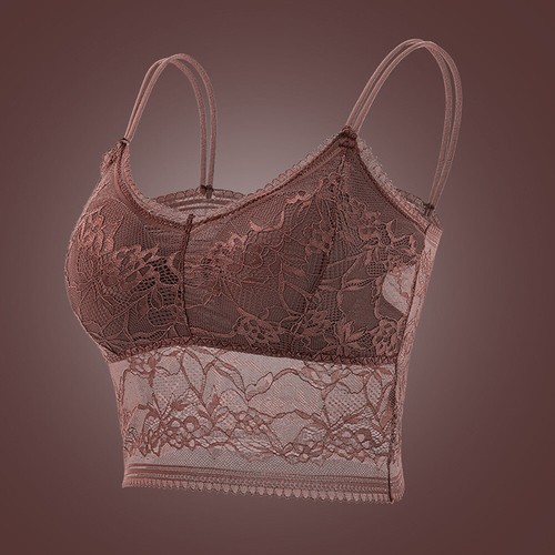 Canotta Da Donna Con Reggiseno Imbottito In Pizzo Floreale Con Reggiseno + - Zdjęcie 19 z 26