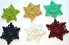 6 Crochet Stars & Flowers Appliques - 3D Xmas Snowflakes & Vintage Decorations