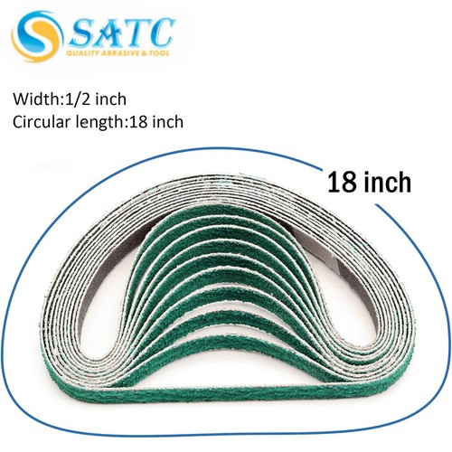 1/2" x 18" Premium Zirconia Sanding Belts, Choose 60 Grit,10 Pack,Stainless INOX - Picture 4 of 5