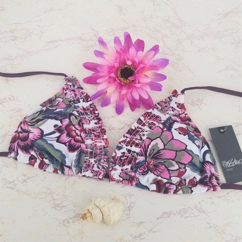 Mossimo Supply Co. Mujer Talla S Bikini Top Calado Triángulo Floral Ciruela Oscura - Imagen 2 de 8