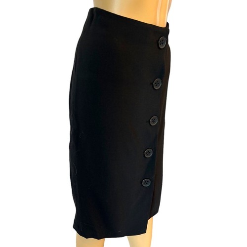 Magaschoni Black Button Front Pencil Skirt H3 - Picture 2 of 4