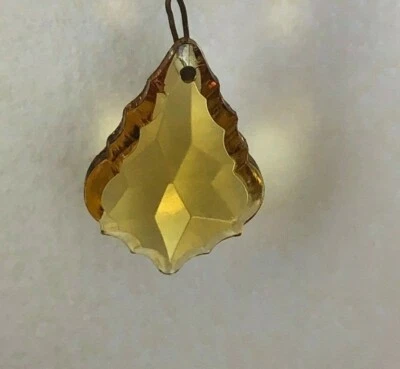 LOT OF 5: NEW Crystal Light Amber (Yellow) French Cut Pendalogue 38mm suncatcher