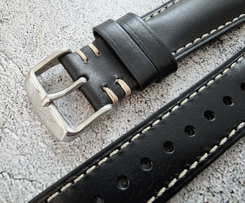 Leather Watch Strap Band Two Piece 20mm 22mm 24mm Cordovan Retro Vintage Mens UK - Picture 7 of 19