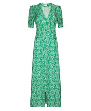 RIXO Jackson Floral-print Crepe de Chine Midi Green Daisy Dress UK 6-8 XS 