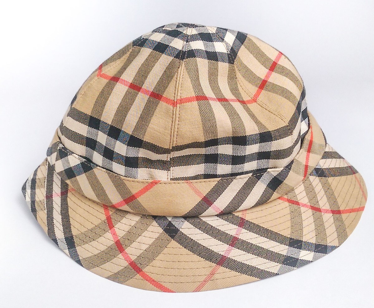 Vintage 1980's Burberry bucket hat women Plaid Like new