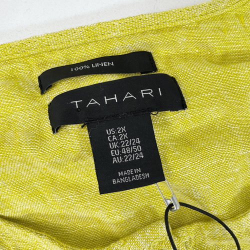 Tahari Top Damen 2x 100% Leinen Neu 3/4 Rollärmel Gelb Button Down Shirt - Bild 3 von 11