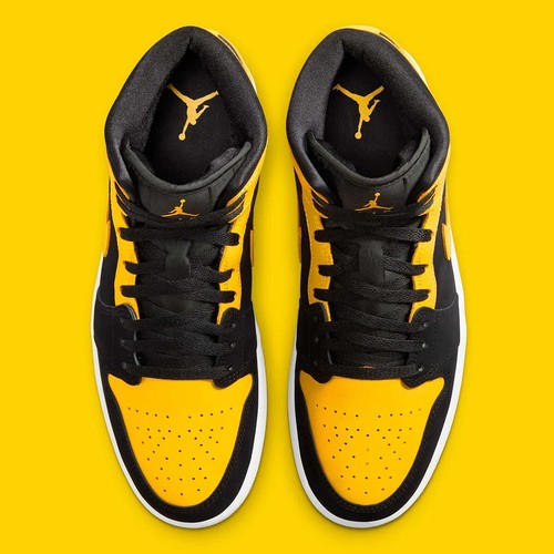 Nike Air Jordan 1 Mid New Love Black Yellow HJ6654-071 Men's Shoes NEW - Picture 3 of 9