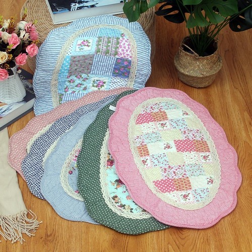 shabby cotton quilted oval floor door mat rug runner anti-slip 15"x23" 19"x27" - Picture 2 of 23