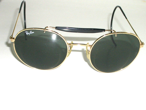 VINTAGE B&L RAY BAN W0920 G15 WRAP-AROUNDS OUTDOORSMAN ROUND AVIATOR SUNGLASSES - Imagen 8 de 9
