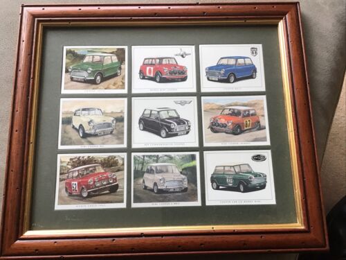 GOLDEN ERA - Mini Cooper,S, Monte Carlo Works, 9 Collector CARDS Nicely Framed