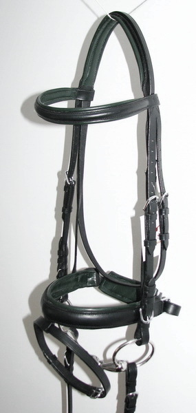 FSS German Black Padded Leather Rolled Crank Dressage Bridle Reins – Full Size