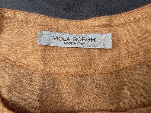 Top de mujer L Peach Viola Borghi 100 % lino manga acampanada excelente - Imagen 2 de 4