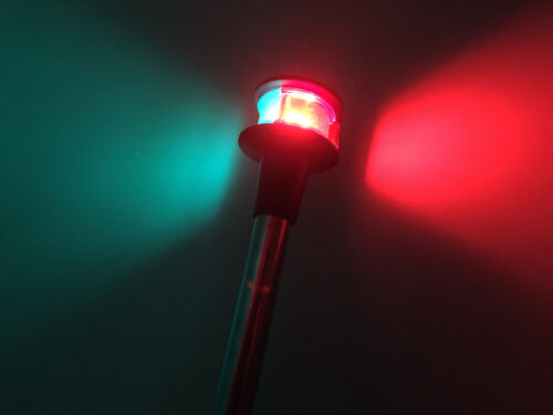 MARINE BOAT NAVIGATION RED GREEN BI COLOR 12" PLUG IN BOW LIGHT WITH ANGLED POLE - Bild 3 von 6