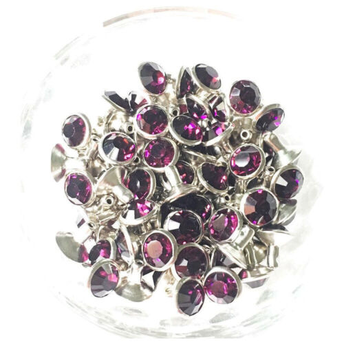 100 set 6 mm strass borchie rivetto cristallo pelle artigianato borse abbigliamento punte - Foto 38 di 69