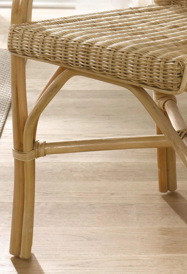 Stuhl mit Armlehne Korbstuhl Rattanstuhl Eßzimmerstuhl Esstischstuhl hell solide - Bild 3 von 4