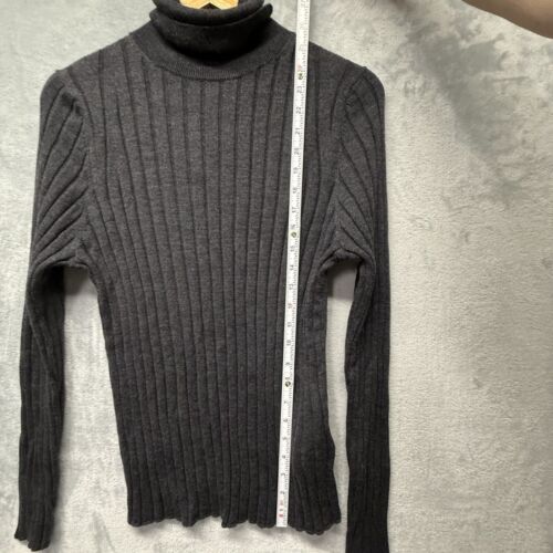 NEW Banana Republic Women's XL MERINO Wool RIBBED Turtleneck SWEATER Black Soft - Picture 4 of 11