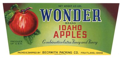 Caldwell Idaho Hell/'s hells Canyon Apple Fruit Crate Label Art Print