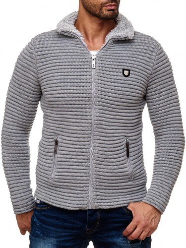 REDBRIDGE Herren PREMIUM RB Strickjacke Übergangsjacke Jacke Sweat Grau - Picture 2 of 66