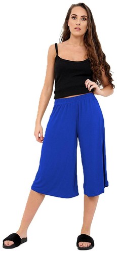 WOMENS CULOTTES PALAZZO 3/4 LENGTH SHORTS TROUSERS WIDE LEG PANTS PLUS SIZE 8-26 - Picture 28 of 39