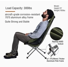 Club Nommas Camping Chairs ( black Color ) high back Ultra Portable, Lightweight