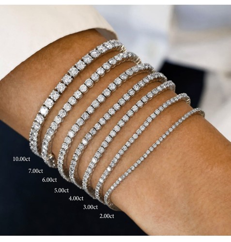 D/VS 5Ct Lab-Grown Round Diamond Tennis Bracelet for Women In White Gold IGI CER - Foto 3 di 4