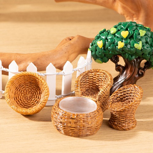 Garden Bamboo Chair Miniature Decor Accessories Mini Craft Decoration Home Craft - Picture 7 of 28