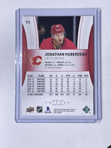 Jonathan Huberdeau - Flames - Trilogy Red Foil - Numbered #/149 ! Upper Deck - Picture 4 of 5