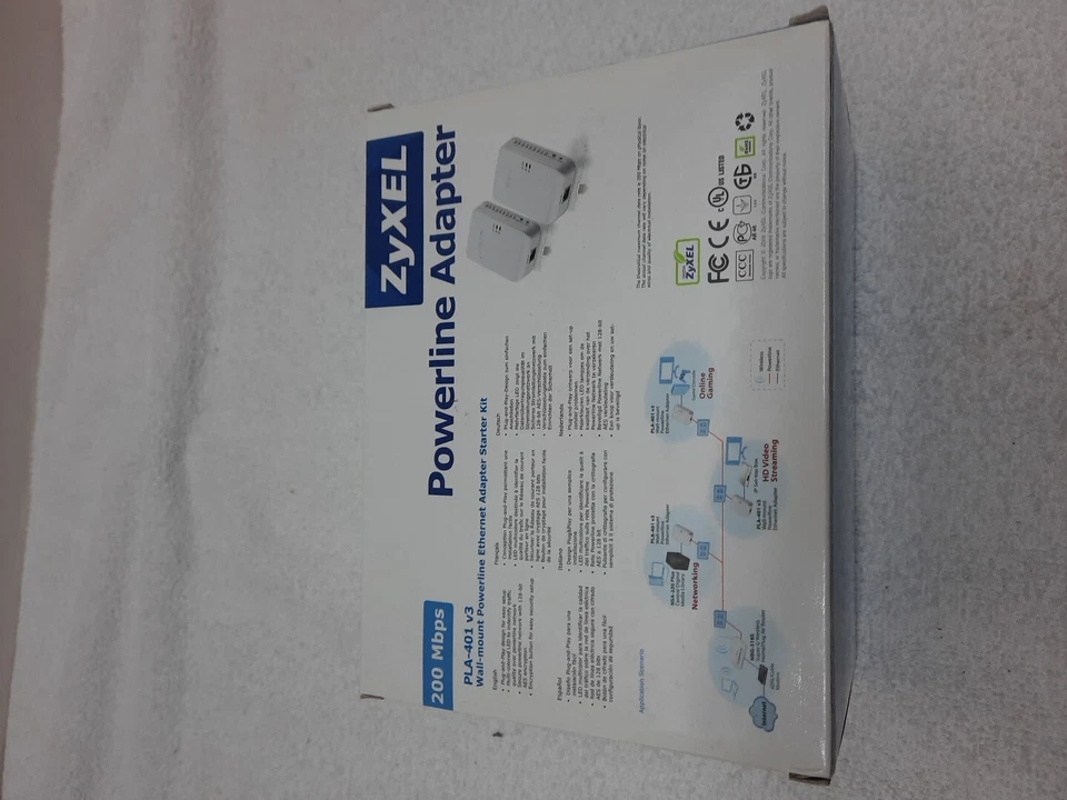 NEW ZyXEL - Powerline Adapter (200 Mbps/PLA-401) Pass-Thru Ethernet Adapter Kit - Image 3 of 4