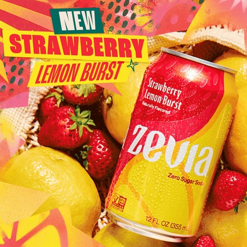 Zevia Zero Sugar Soda, Strawberry Lemon Burst, 12 oz 12 Fl Oz (Pack of 24) - Picture 5 of 5