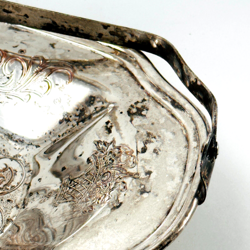 Bread Tray Viking Plate EP on Copper Silver Plated with Ornate Folding Handle - Picture 9 of 11