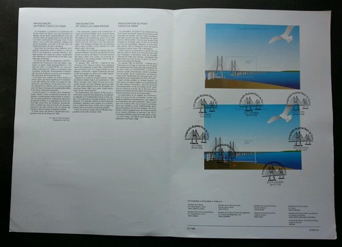 Portugal Bridge 1998 Building Bird (stamp + ms on info sheet) *4 pages *see scan - Picture 1 of 6