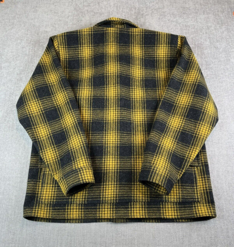 Filson Jacket Mens XL Long Black Gold Ombre Wool Plaid Mackinaw Cruiser Overcoat - Picture 3 of 7