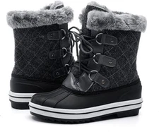 Knixmax Women's Winter Waterproof Snow Boots Warm Sole Fur Lined Outdoor Shoes