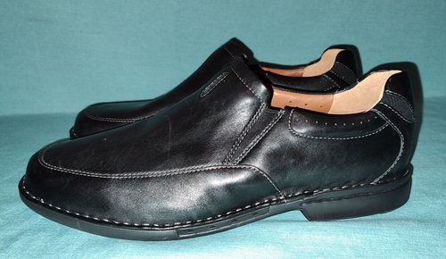 NICE Clarks Unstructured Black Slip On Casual Loafers Shoes 14W 14 W Wide NICE! - Picture 2 of 7
