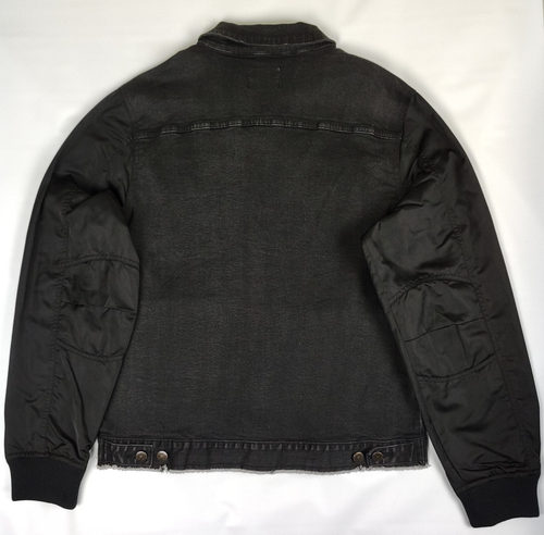 Standard Issue Denim Jeans Jacket Mens Size XL Black Satin Sleeves - Picture 2 of 12