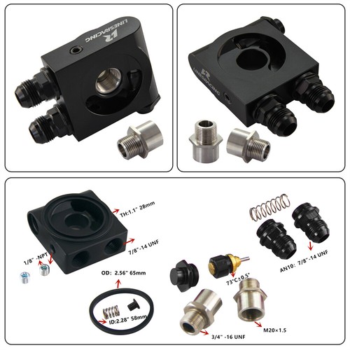 Universal 25 Row AN10 Thermostatic 73 Degree Oil Cooler Kit+7'' Electric Fan Kit - Picture 7 of 9