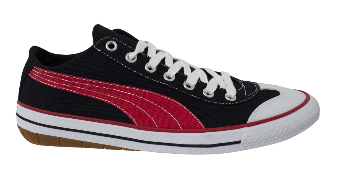 Puma 917 Lace Up Mens Black Red Textile Low Trainers 345391 30 eBay