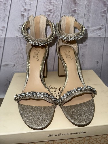 Jewel Badgley Mischka Women’s Heels Odessa Gold Glitter Size 9 - Picture 2 of 9