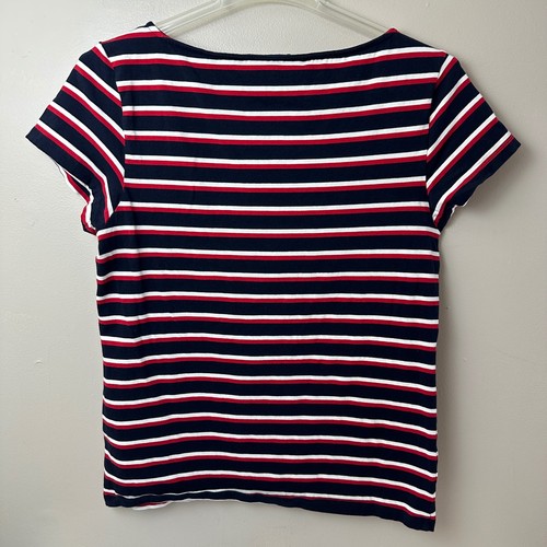 Tommy Hilfiger Women's T-Shirt Red Navy White Striped Short Sleeve Tee Size 2XL - Picture 9 of 9