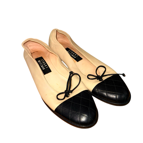 STUART WEITZMAN MUJER 7.5 AAAA SEMINUEVO CUERO ELÁSTICO BAILARINA BALLET PISOS - Imagen 1 de 8