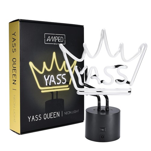 NUEVA YASS QUEEN Lámpara de Escritorio Novedad Luz Neón Amarilla/Blanca ENVÍO GRATIS - Imagen 1 de 4