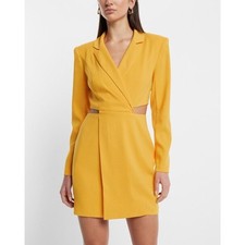 Express Cutout Mini Blazer Dress in Orange Mango - S | Small