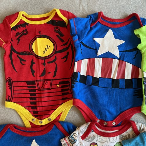 Marvel Avengers Bodysuits One Piece Newborn Size 0-3M Set of 8 Mickey Mouse - Picture 2 of 8