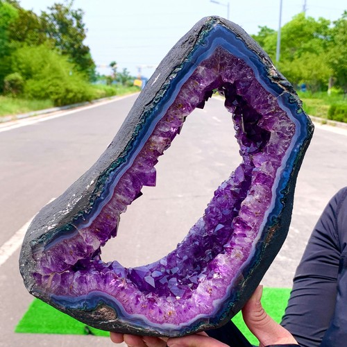 Ametista naturale 9,79 libbre geode quarzo cristallo a grappolo esemplare guarigione - Foto 10 di 20