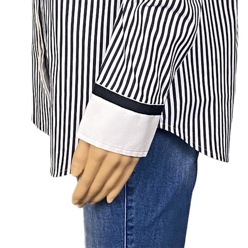 Ann Taylor schwarz-weiß gestreifte maßgeschneiderte Oxford Button-Down-Bluse Gr. 8 neu mit Etikett - Bild 7 von 13