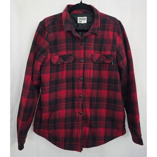 Vans XL Flanell Hemd Jacke rot schwarz kariert gesteppt gefüttert Shacket Street Skate
