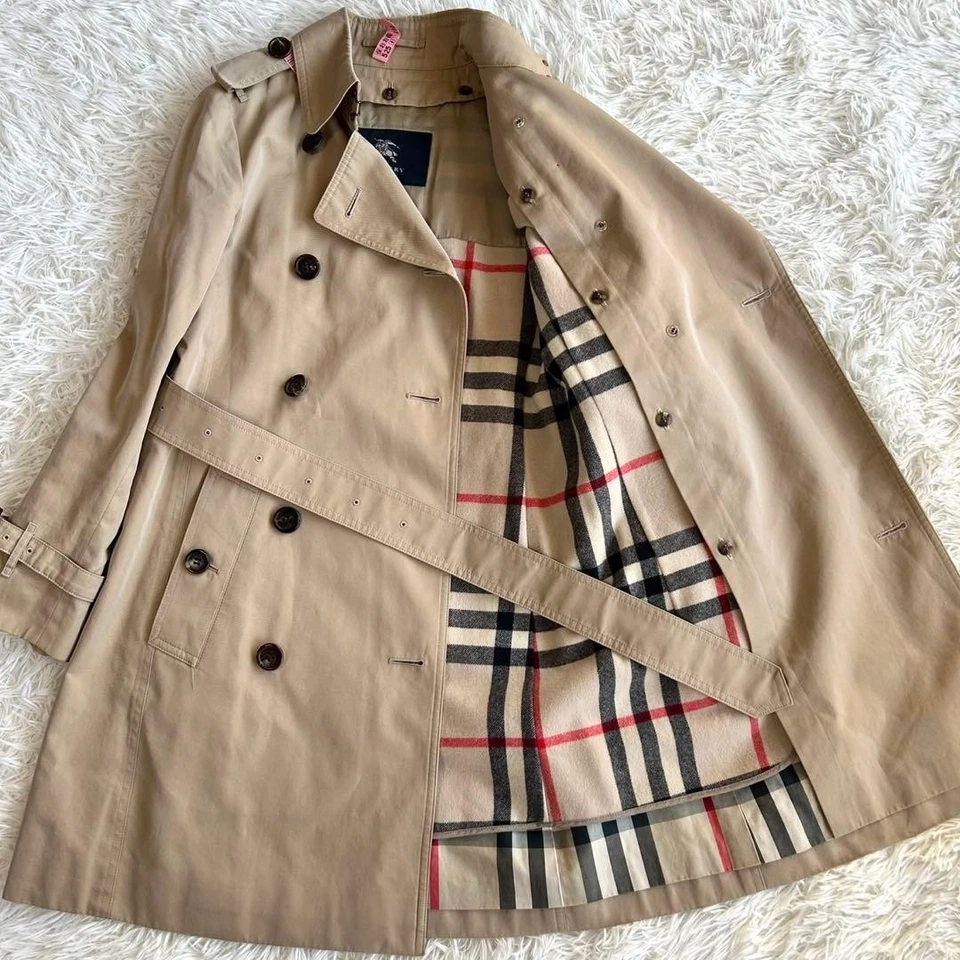 Gabardina Burberry London Mega Check, beige miel, talla 34 Foto 2 de 4